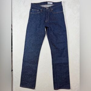 Gustin 32W 33L California Straight Indigo Raw Denim Selvedge Button Fly Jeans